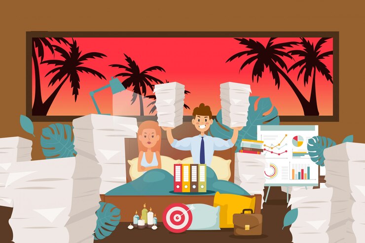 sleep-problems-workaholic-neglects-rest-illustration-man-transferred-work-home-lot-papers-documents-cartoon-bedroom_101903-1507