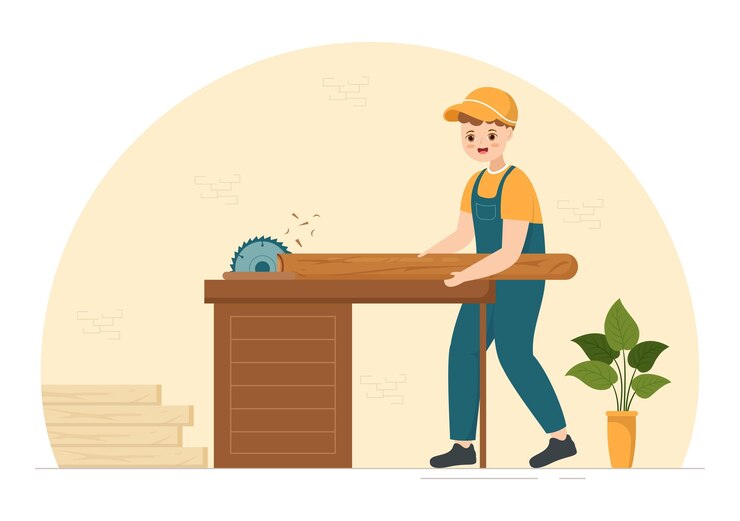 woodworking-with-wood-cutting-by-modern-craftsman-hand-drawn-template-illustration_2175-10393